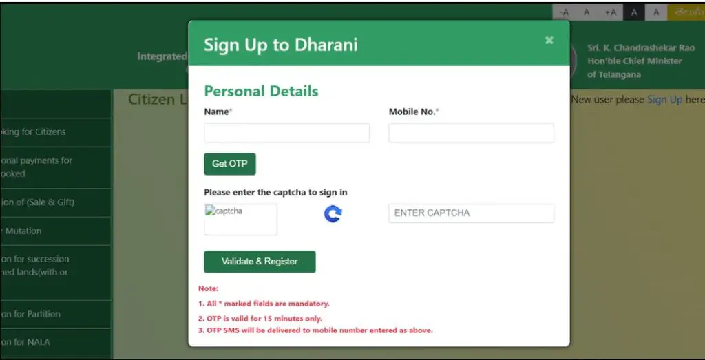 slot booking for citizens in dharani portal
